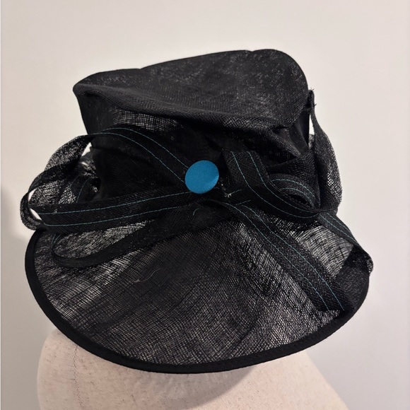 Black and Turquoise Statement Hat Kentucky Derby Hat Fascinator main image 6